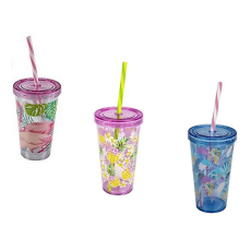 Tumbler with straw 550ml - assorted